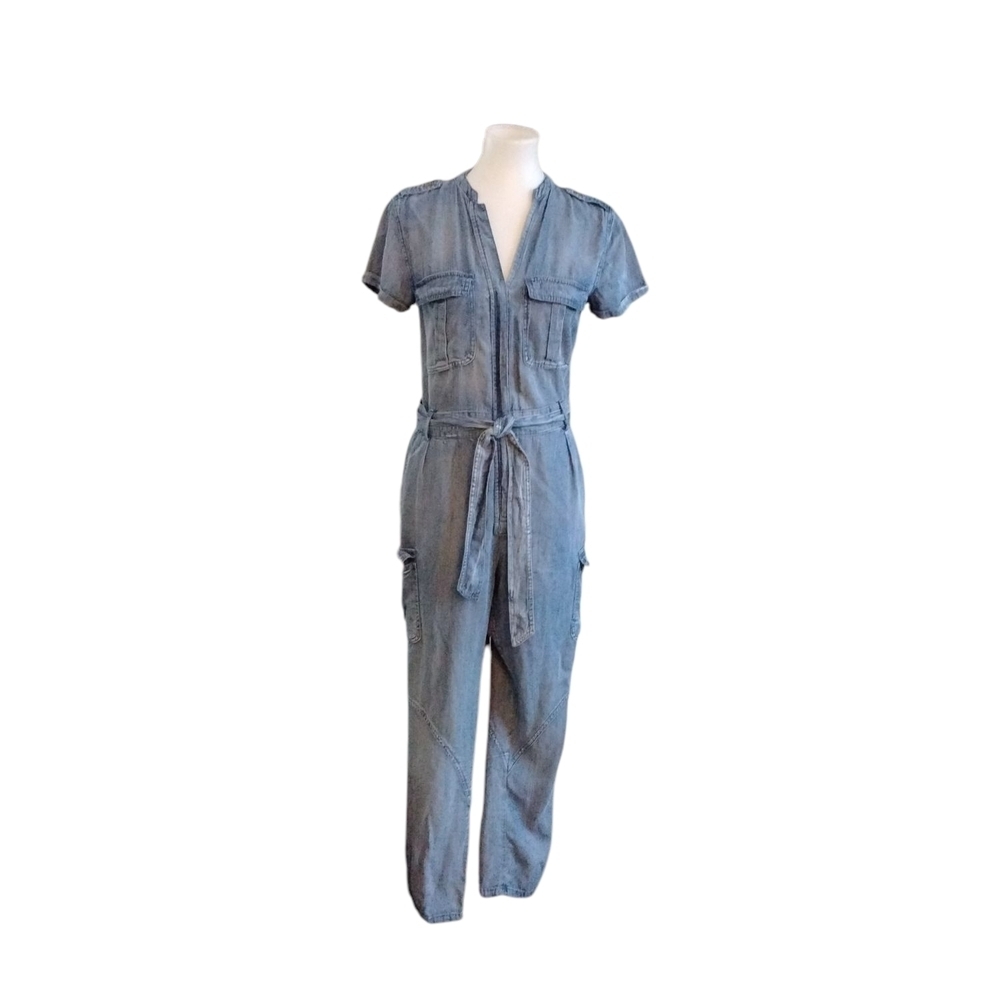 Vintage Denim Jumpsuit Shortsleeve Y2K Jean Romper Size XS